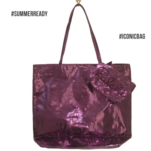 CARLOS FALCHI Tote Bag Metallic Lilac Purple - Picture 1 of 9